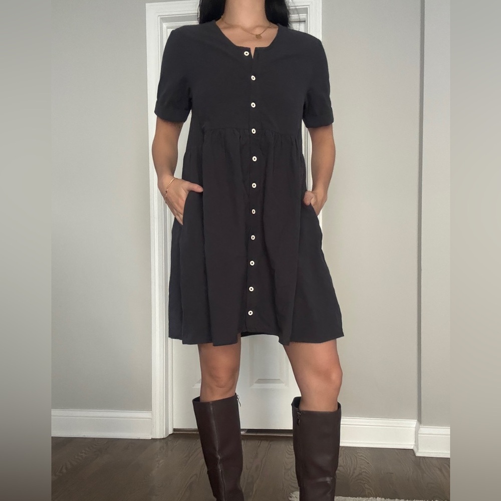 Tradlands black NELL MINI LINEN DRESS XS